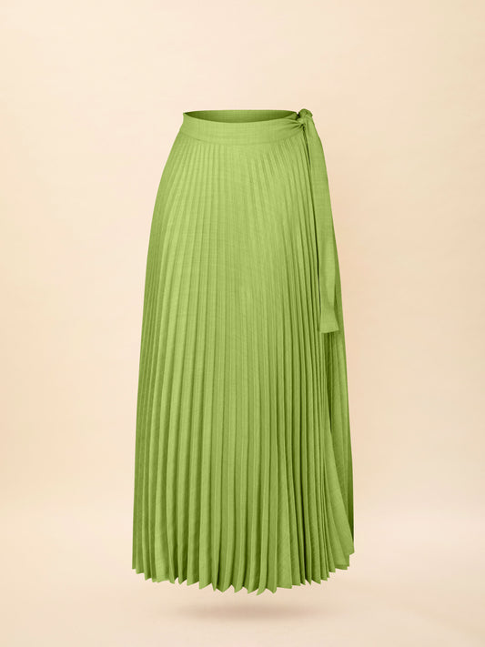 PLEATED WRAP SKIRT GREEN