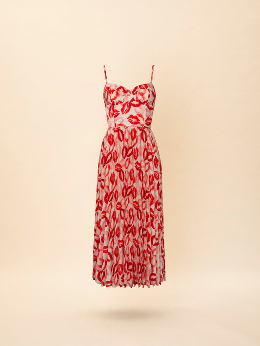 BUSTIER PLEATED DRESS KISSES