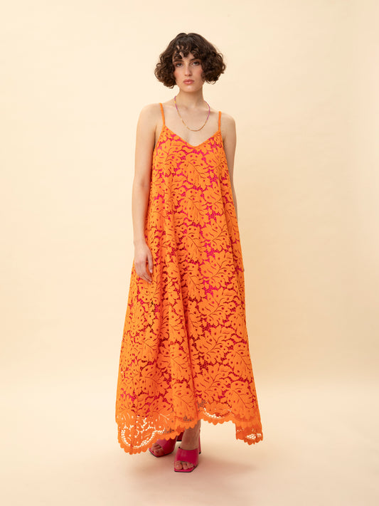 A-LINE LACE DRESS ORANGE