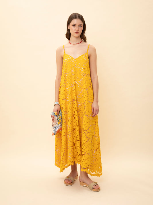 A-LINE LACE DRESS YELLOW