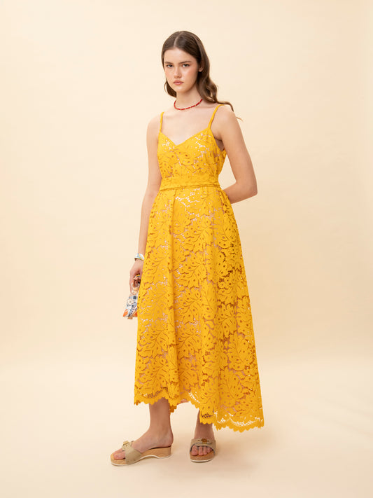 A-LINE LACE DRESS YELLOW