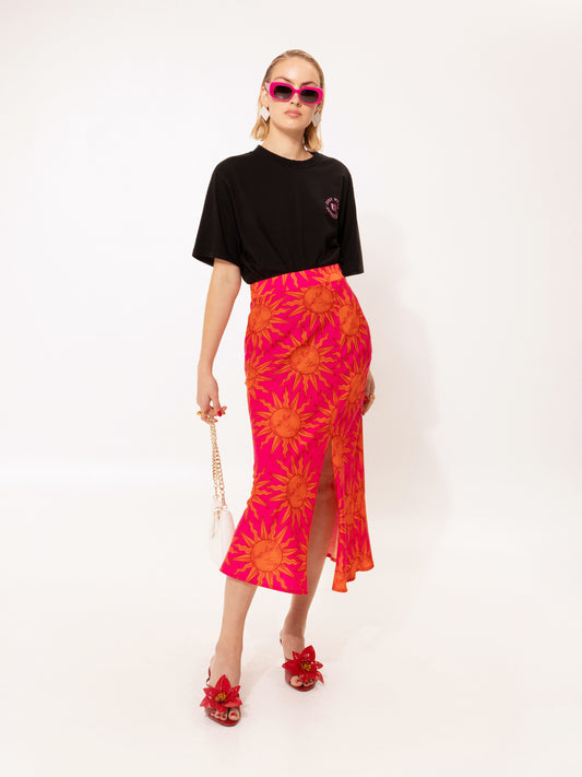 FRONT-SLIT MIDI SKIRT SUNS