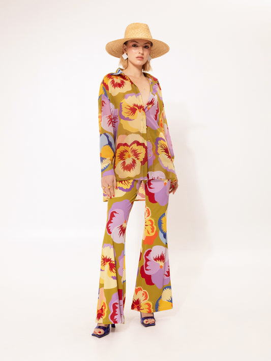 FLARED JERSEY PANTS ORCHIDS