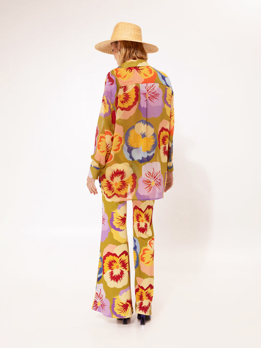 FLARED JERSEY PANTS ORCHIDS