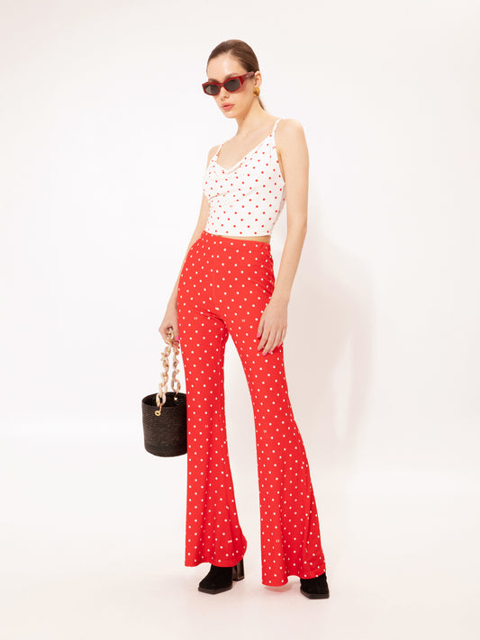 FLARED JERSEY PANTS POUA RED