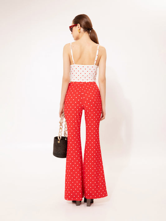 FLARED JERSEY PANTS POUA RED
