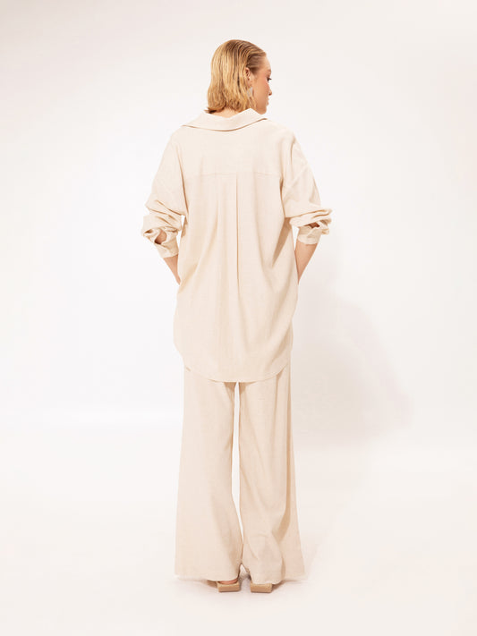 OVERSIZED LINEN SHIRT BEIGE