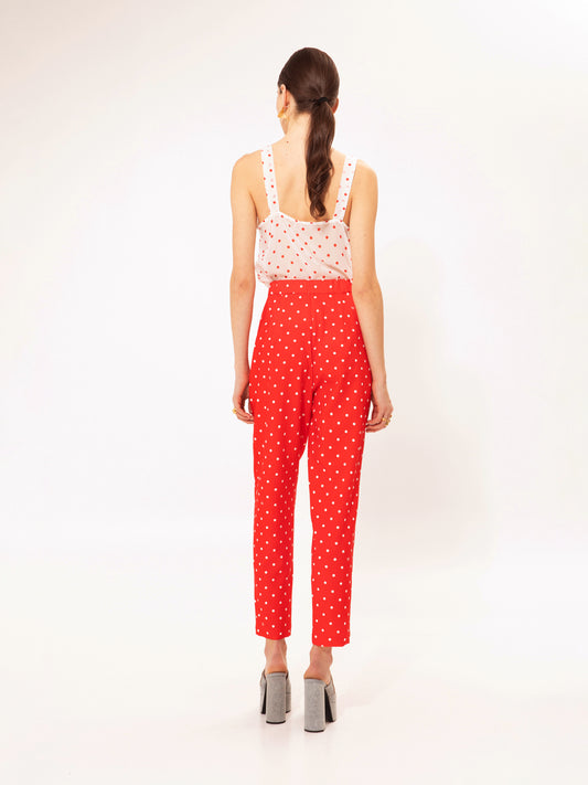 PLEATED CROPPED PANTS POUA RED