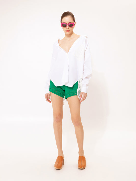 KNITTED SHORTS GREEN