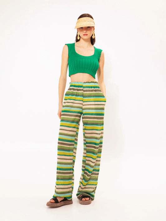 KNITTED CROP TOP GREEN