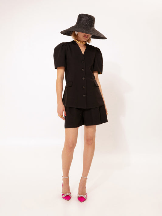 PLEATED SHORTS BLACK