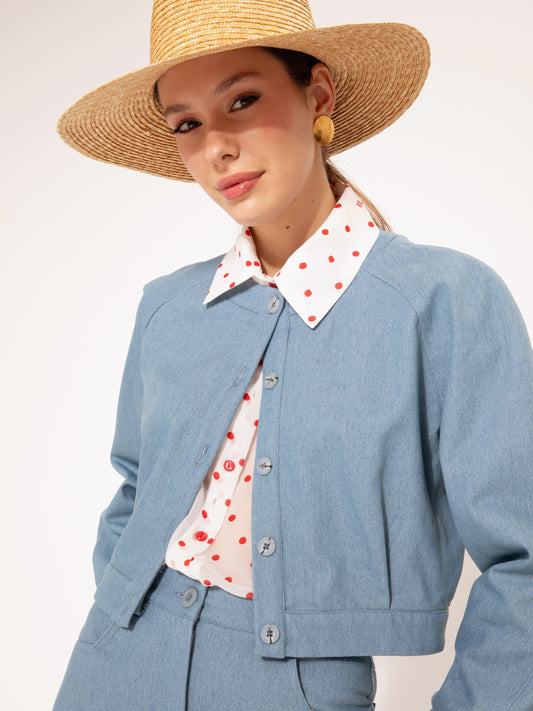 DENIM CROPPED JACKET BLUE