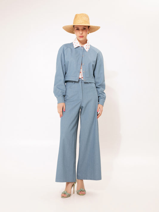 DENIM CROPPED JACKET BLUE