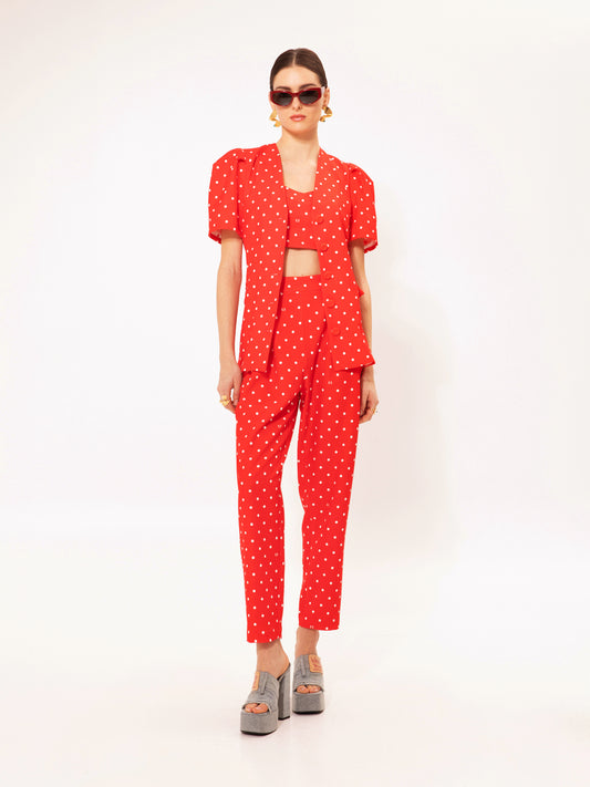 SHORT-SLEEVE BLAZER-TOP POUA RED