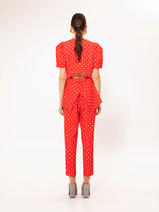 SHORT-SLEEVE BLAZER-TOP POUA RED