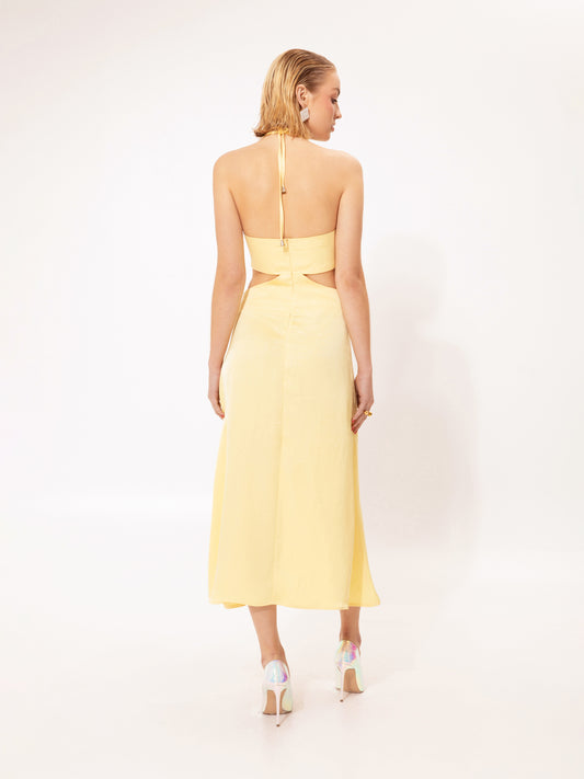 CUT-OUT MIDI DRESS YELLOW