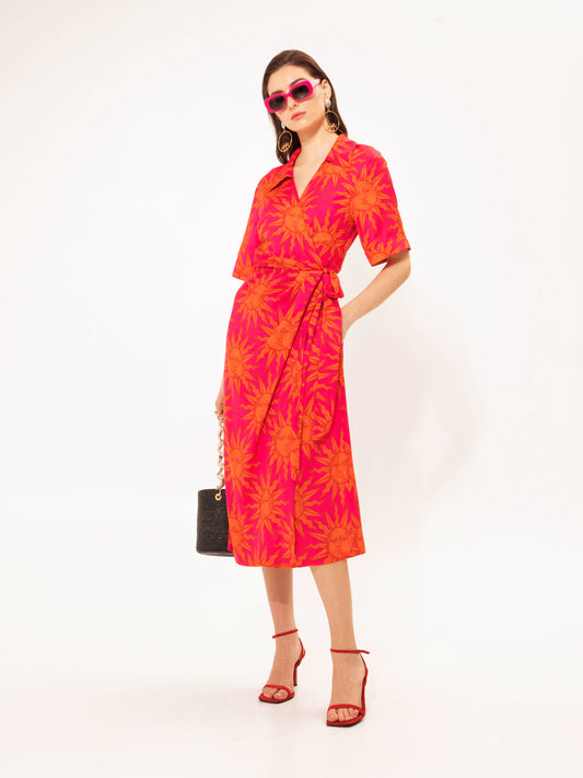 WRAP MIDI DRESS SUNS