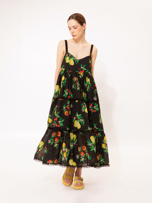 TIERED MIDI DRESS FRUITS