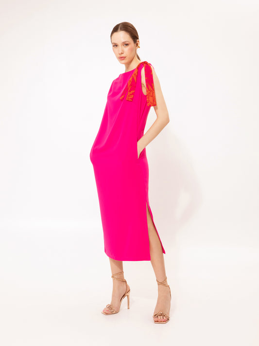 SLEEVELESS MIDI DRESS FUCHSIA