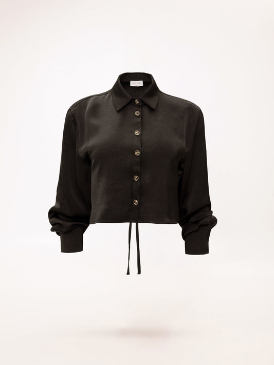 OPEN-BACK CROPPED SHIRT BLACK