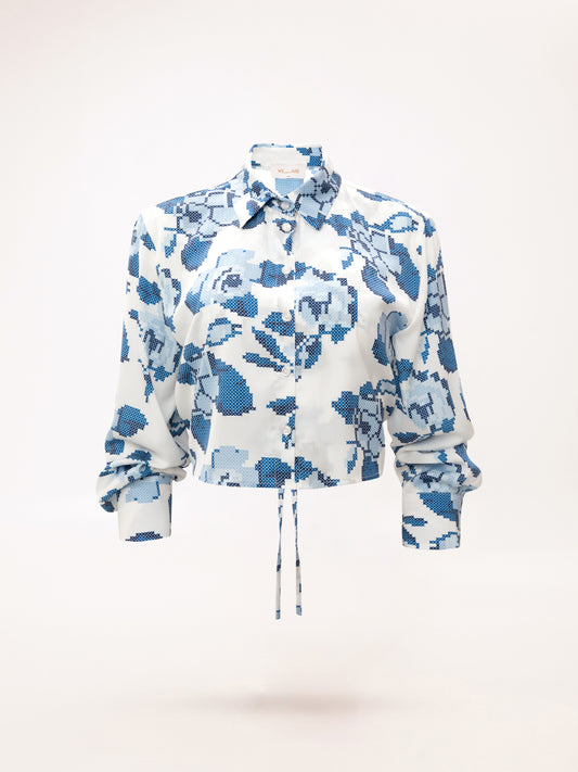 OPEN-BACK CROPPED SHIRT KENTIMA BLUE