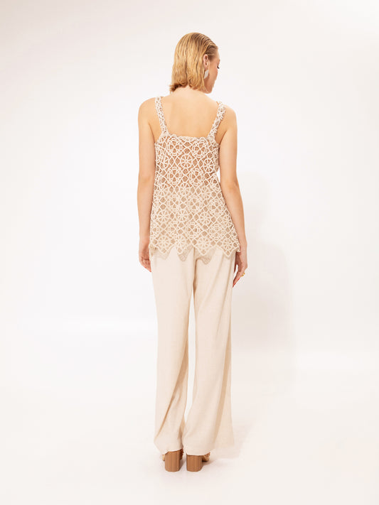 CROCHET TOP BEIGE