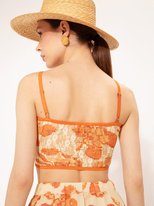 LACE BUSTIER TOP KENTIMA ORANGE