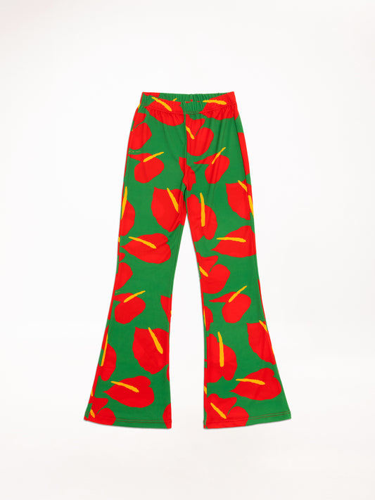 KIDS FLARED PANTS ANTHURIUM GREEN