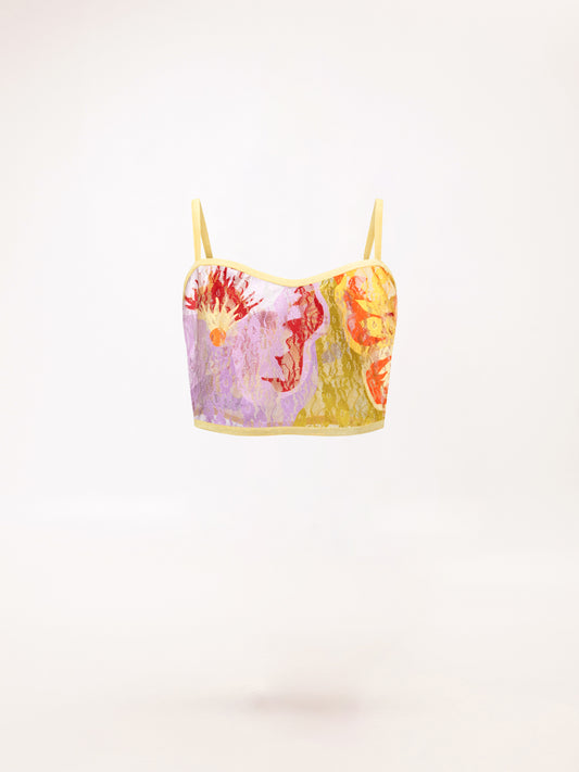 LACE BUSTIER TOP ORCHIDS