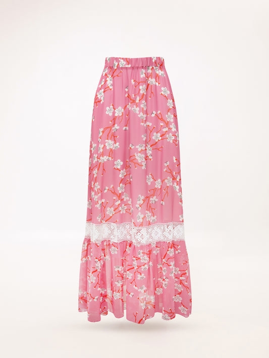 CHIFFON MAXI SKIRT AMIGDALIA PINK