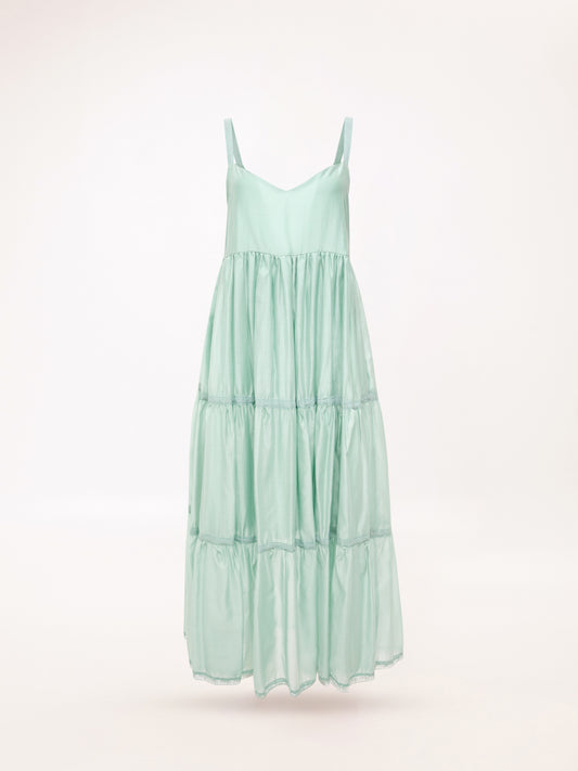 TIERED MIDI DRESS TEAL
