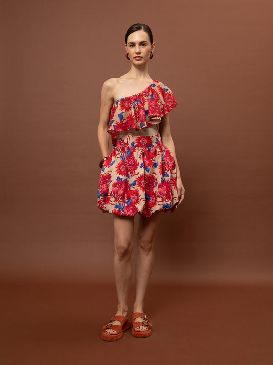 BALLOON MINI SKIRT - CHRYSANTHEMA BEIGE
