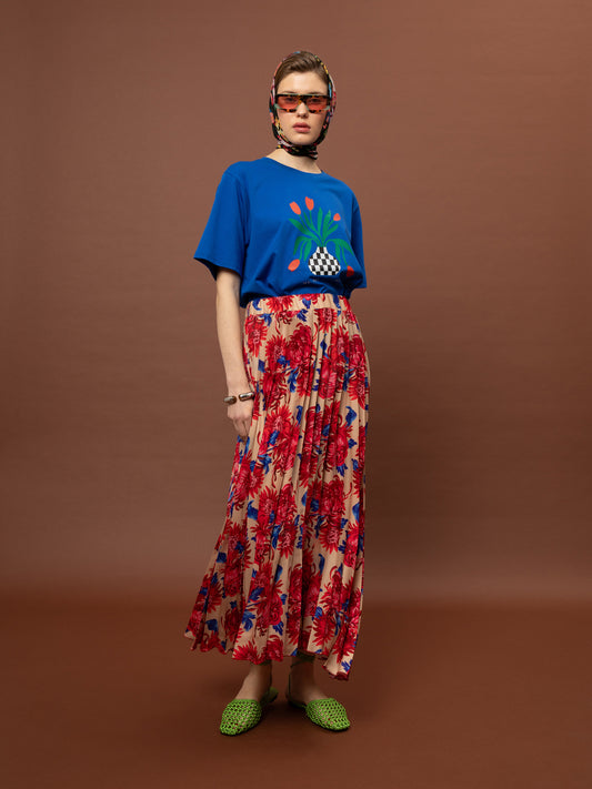 PLEATED MAXI SKIRT - CHRYSANTHEMA BEIGE