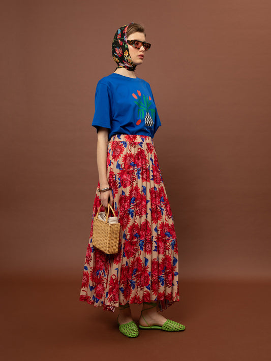 PLEATED MAXI SKIRT - CHRYSANTHEMA BEIGE