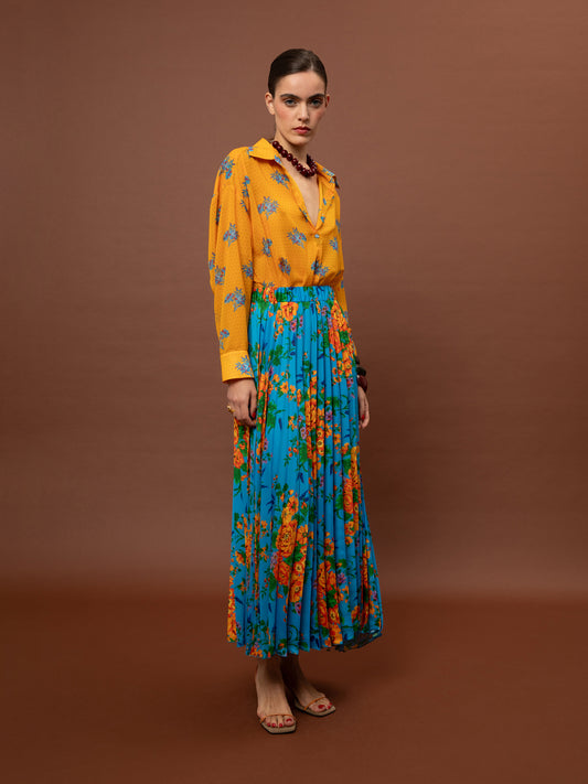 PLEATED MAXI SKIRT - TAPETSARIA AQUA