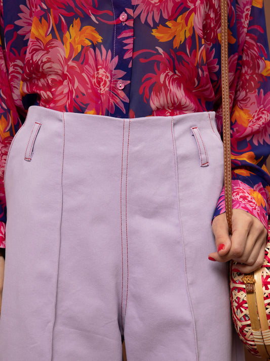 DENIM CROPPED PANTS - LILAC