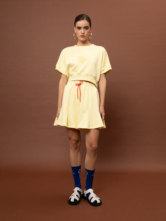 FLARED FUTTER SHORTS - YELLOW