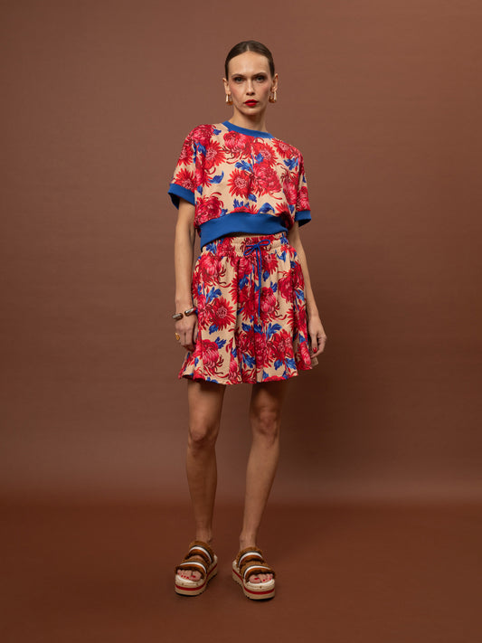 FLARED FUTTER SHORTS - CHRYSANTHEMA BEIGE