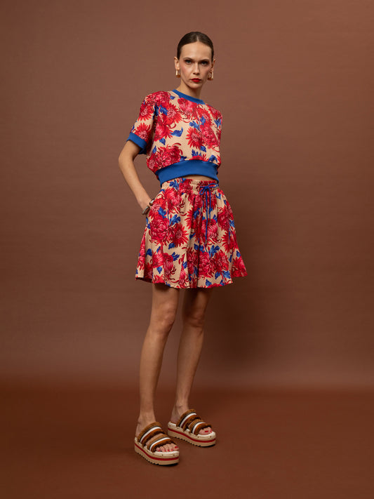 FLARED FUTTER SHORTS - CHRYSANTHEMA BEIGE