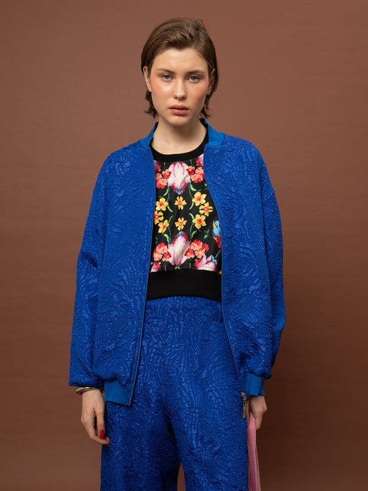 JACQUARD BOMBER JACKET - ROYAL BLUE