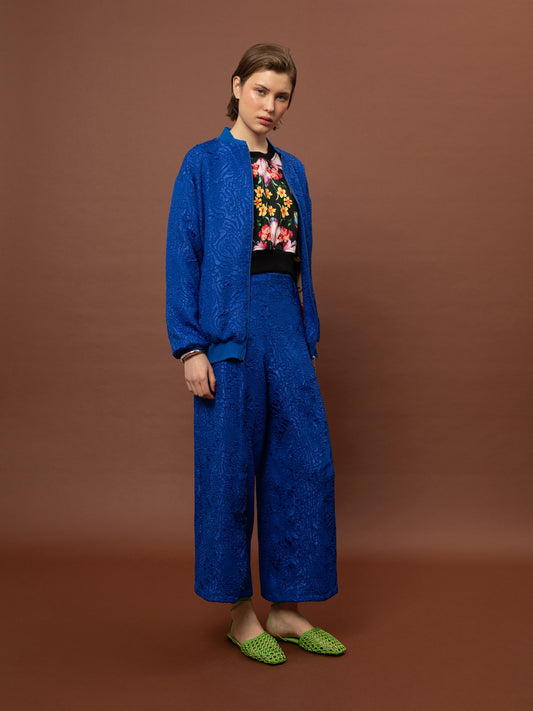 JACQUARD BOMBER JACKET - ROYAL BLUE