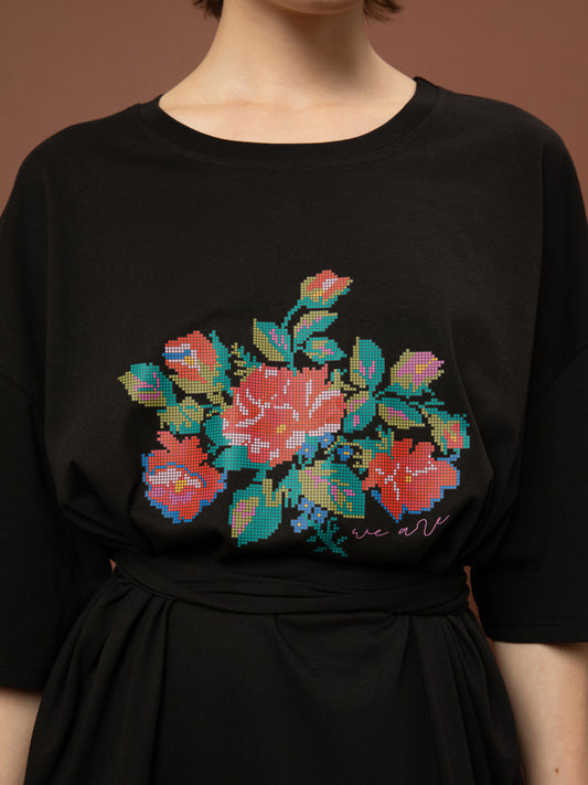 OVERSIZED MAXI T-SHIRT-DRESS BLACK