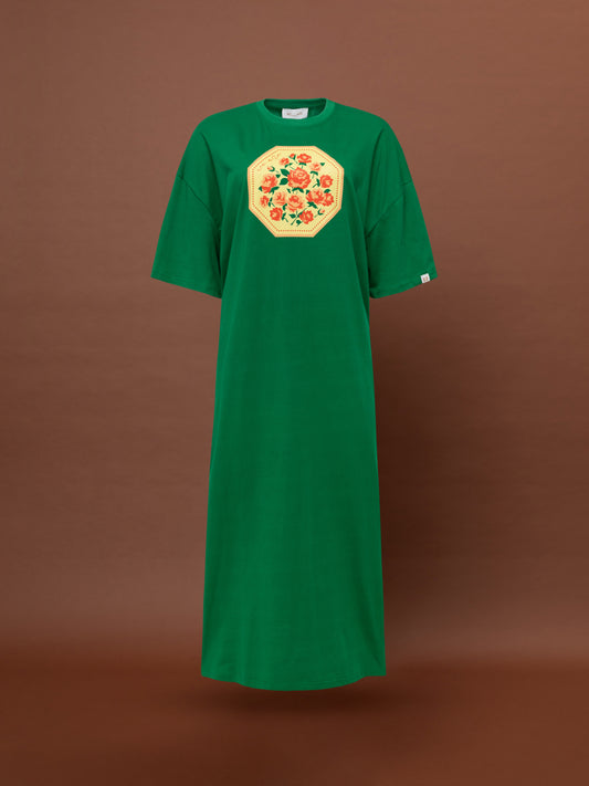OVERSIZED MAXI T-SHIRT-DRESS - GREEN