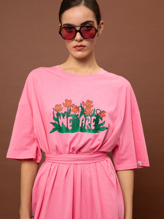 OVERSIZED MAXI T-SHIRT-DRESS PINK