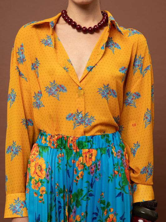 OVERSIZED CHIFFON SHIRT - BOUQUETS