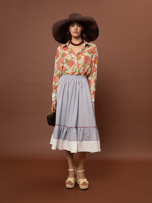 OVERSIZED CHIFFON SHIRT - ORTANSIES IVORY