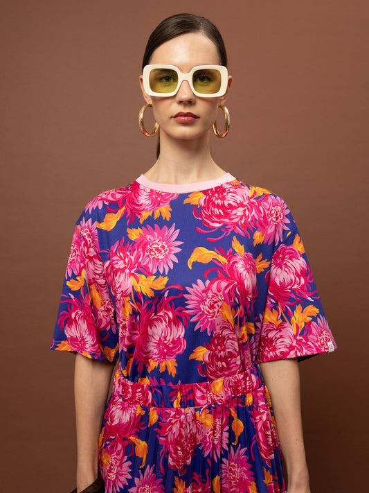OVERSIZED T-SHIRT - CHRYSANTHEMA BLUE