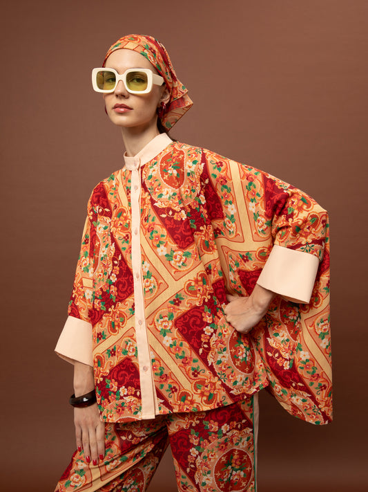 MAO-COLLAR LOOSE SHIRT - MPOUCHARA