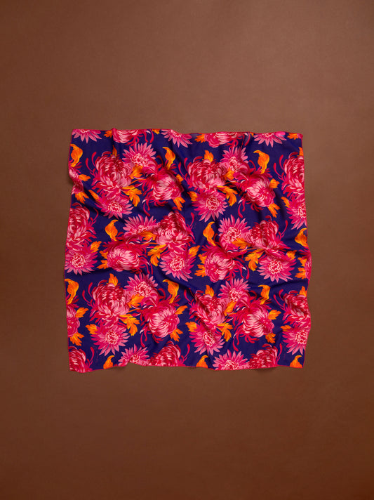 CHIFFON SCARF - CHRYSANTHEMA BLUE