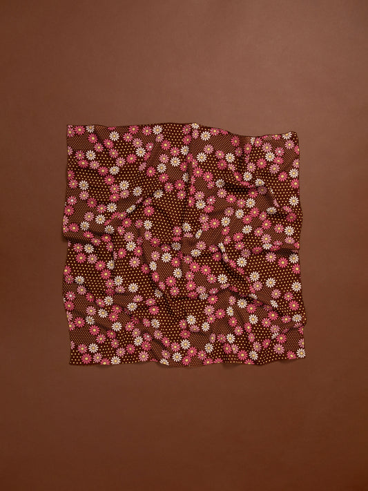 CHIFFON SCARF - DAISIES CHOCO